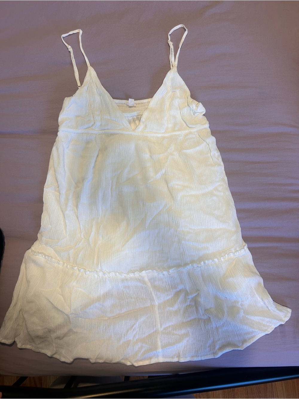 Garage White V-Neck White Dress